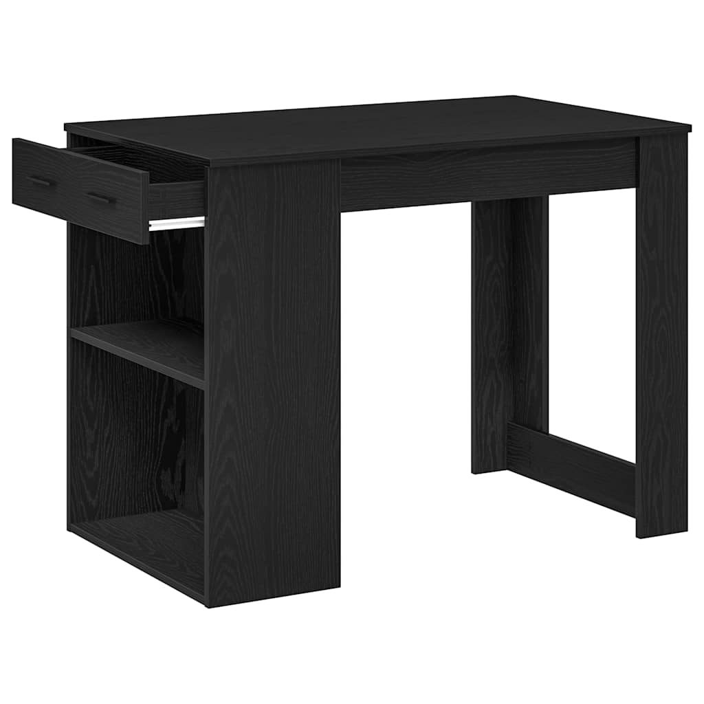 Vidaxl Desk With Drawer And Shelf, Black, 102X62X77.5 Cm
