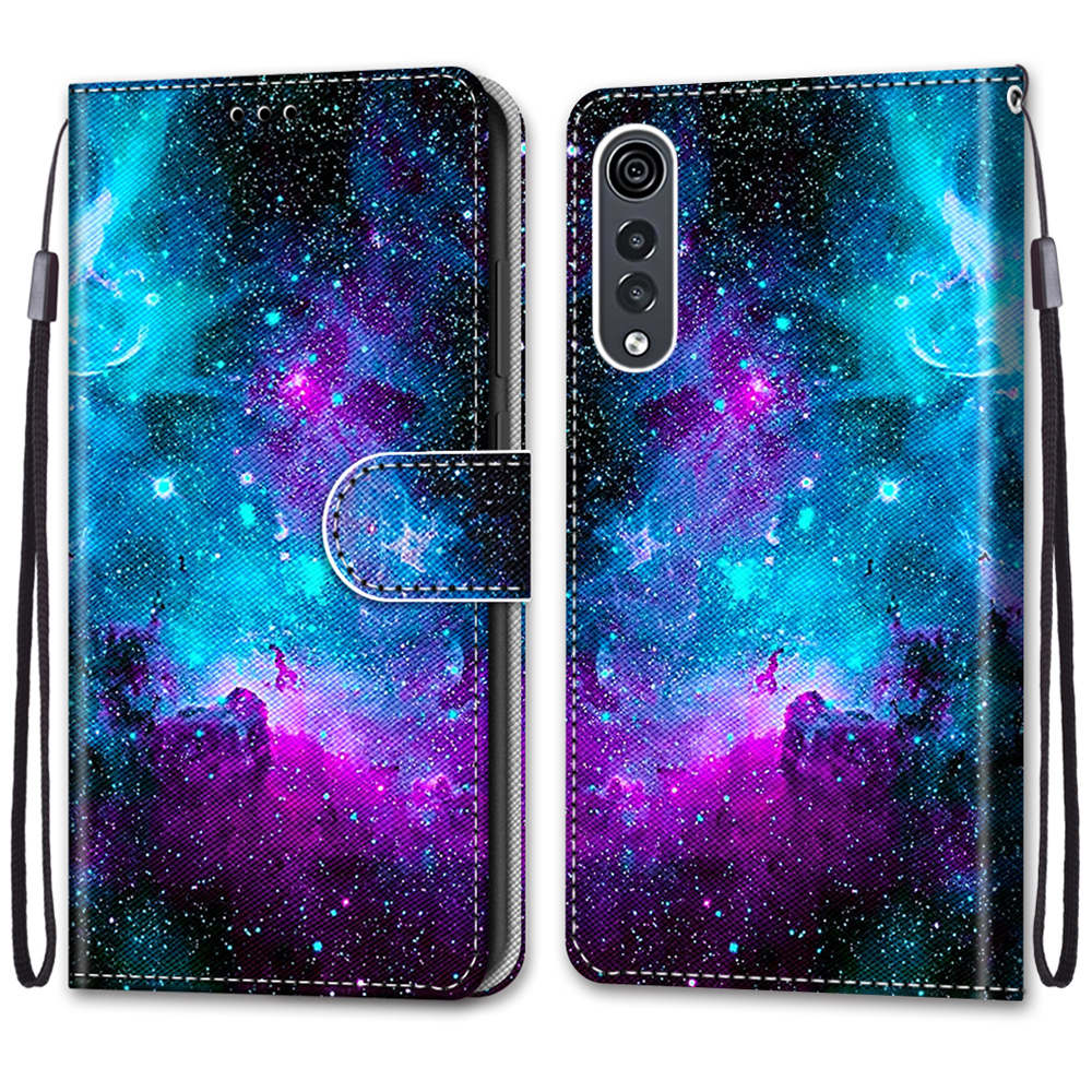 LG Velvet için Lüks Boyalı Deri Kılıf Cüzdan Kitap Tarzı Koruyucu Kapak