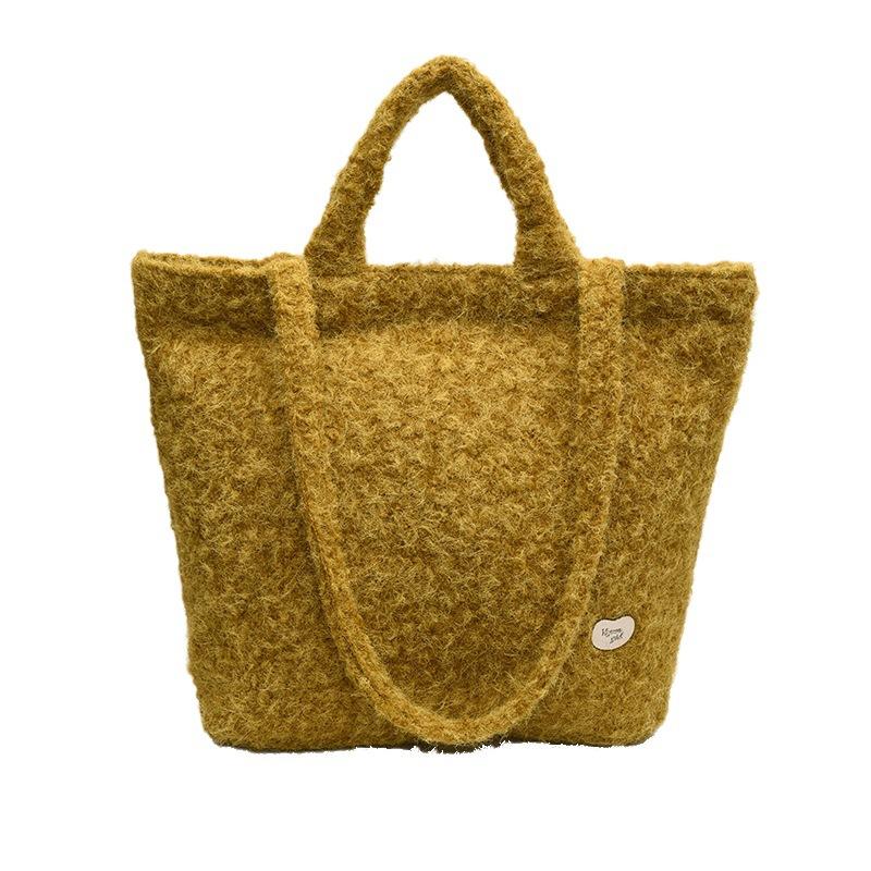 Herbst und Winter neue koreanische Version Plüsch weiche wachsartige Schultertasche Achseltasche große Kapazität doppelt verwendbare Pendler-Tragetasche