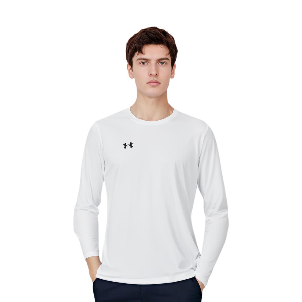 Under Armour Solid Slim Fit Casual Sports Crew Neck Long Sleeve T-Shirt Men Tops White 22600307-100