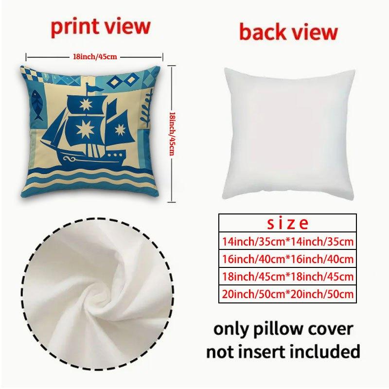 Nautical Parties And Marine Digital Printing Pillow Cover Short Plush Suitable Living Rooms Bedrooms Sofas Throw Cushion Cover