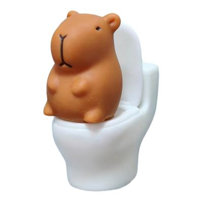 Mini Cartoon Capybara Figurine Cute Capybara Sitting On Toilet Miniature Decoration for Home Office Desk Car Dashboard Decor