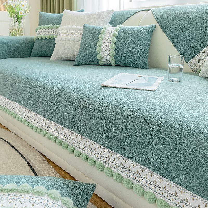 Solid Color Chenille Sofa Cushion, Universal Simple Modern Sofa Cover In All Seasons, Non-Slip And Dirt-Resistant Combination Sofa Cushion