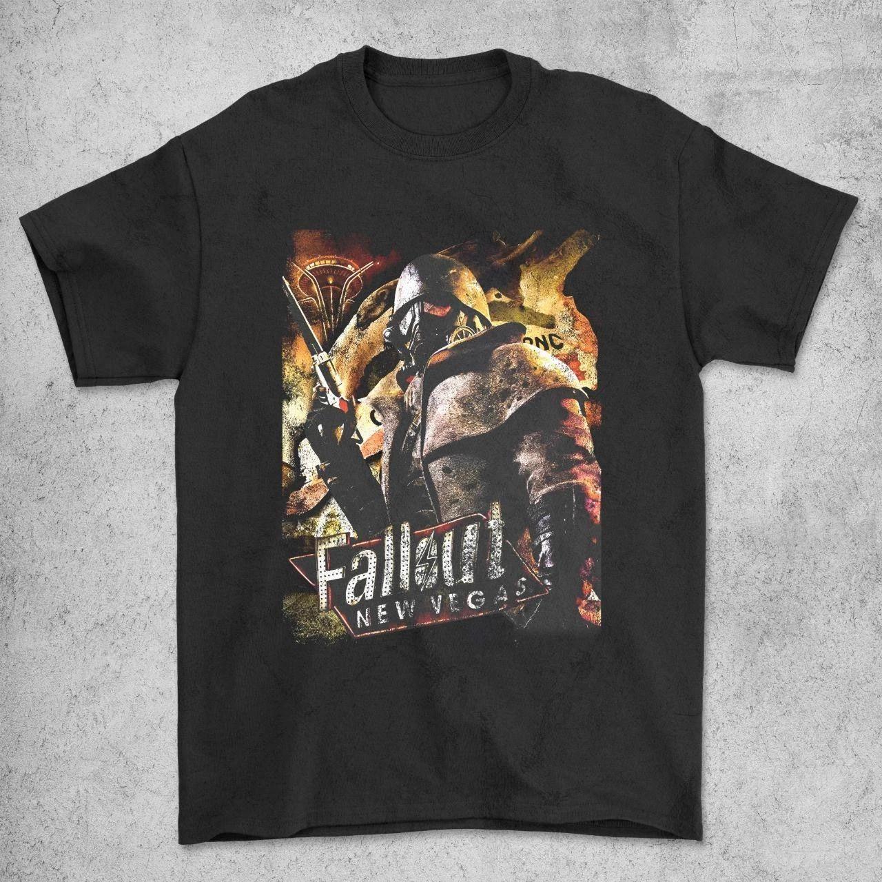 Vintage Style Fallout New Vegas T-Shirt Grunge Y2K 2010 Graphic Gamer Tee S-5XL M