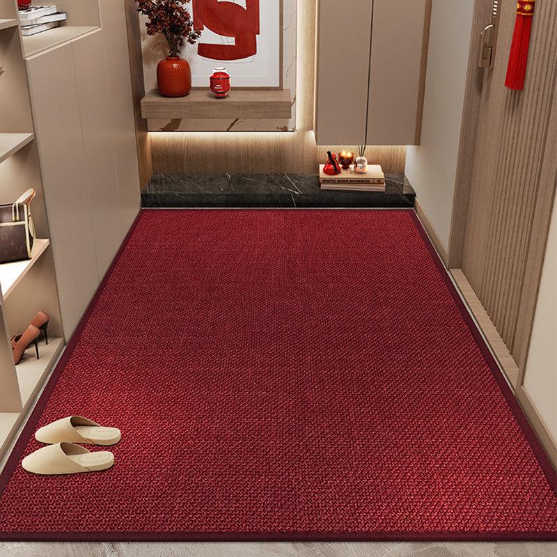 Red Plush Carpet Door Mat Non Slip Cuttable Welcome Doormat For Home Entryway Entrance Porch High End Festive Floor Mat