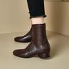Women's Low-heeled Short Boots Autumn and Winter New Comfortable and Versatile Solid-color Thick-heeled Large-size Simple Short Boots