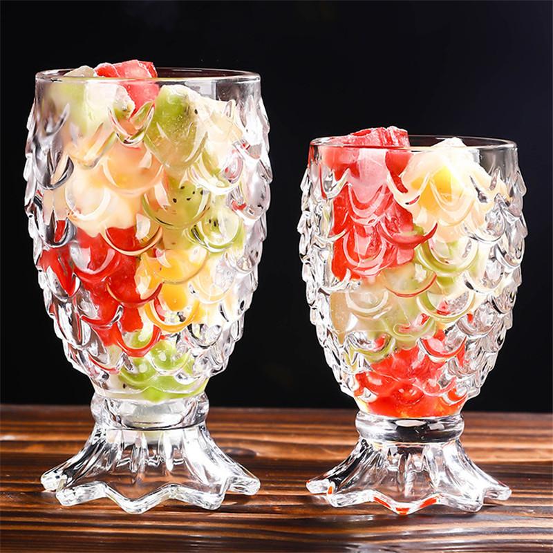 Crystal Glass Pineapple Embossed Tumbler, Vintage Beer Whiskey Water Cup, Decorative Drinking Glass for Home & Wedding