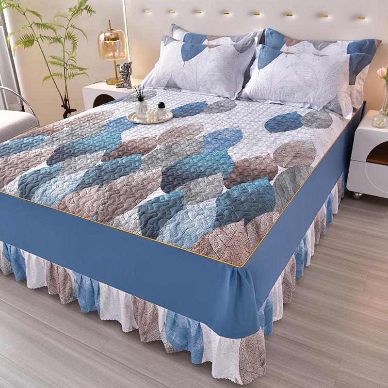 Spannbettlaken, Betthusse mit Kissenbezug 1,2M1,5M1,8M.200M Lakengurt Schutz Einzelbett-Betthusse mit Kissenbezug 3-teilig