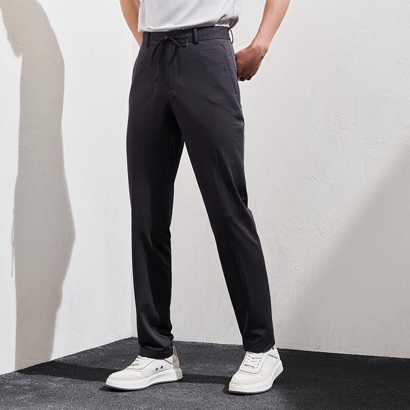 Baoxiniao Men's Diamond Texture Knit Straight-Leg Trousers