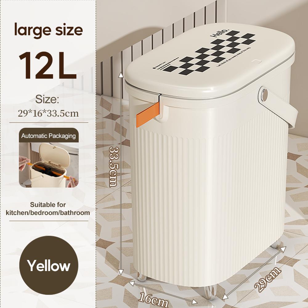 9/12L Wąski Kosz na Śmieci do Łazienki z Pokrywą z Uchwytem Wodoodporny Antyzapachowy Kosz na Odpady do Toalety Kuchni Kosz na Śmieci Typu Naciskanego