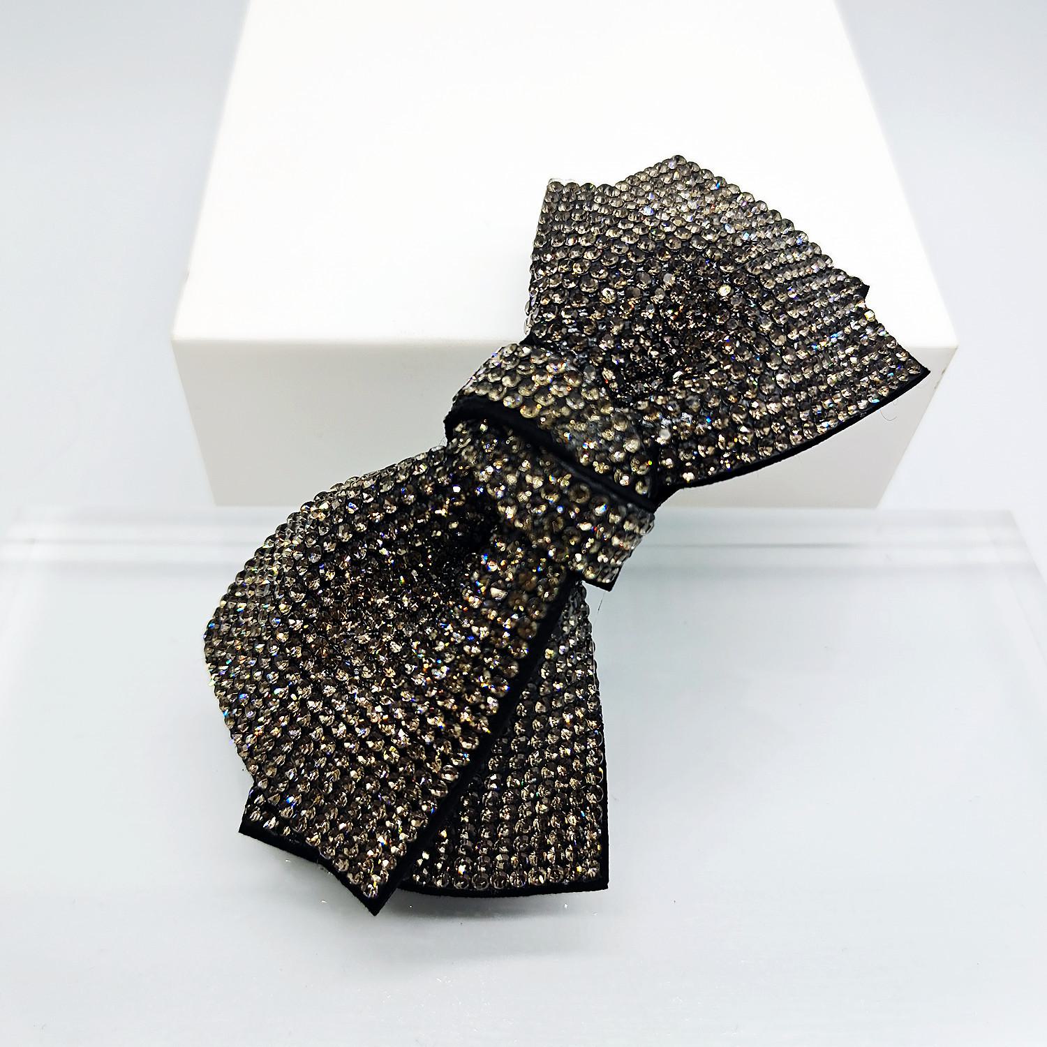 

Заколка-бантик со стразами: Блестящая корейская заколка для волос, элегантный головной убор для знаменитостей.