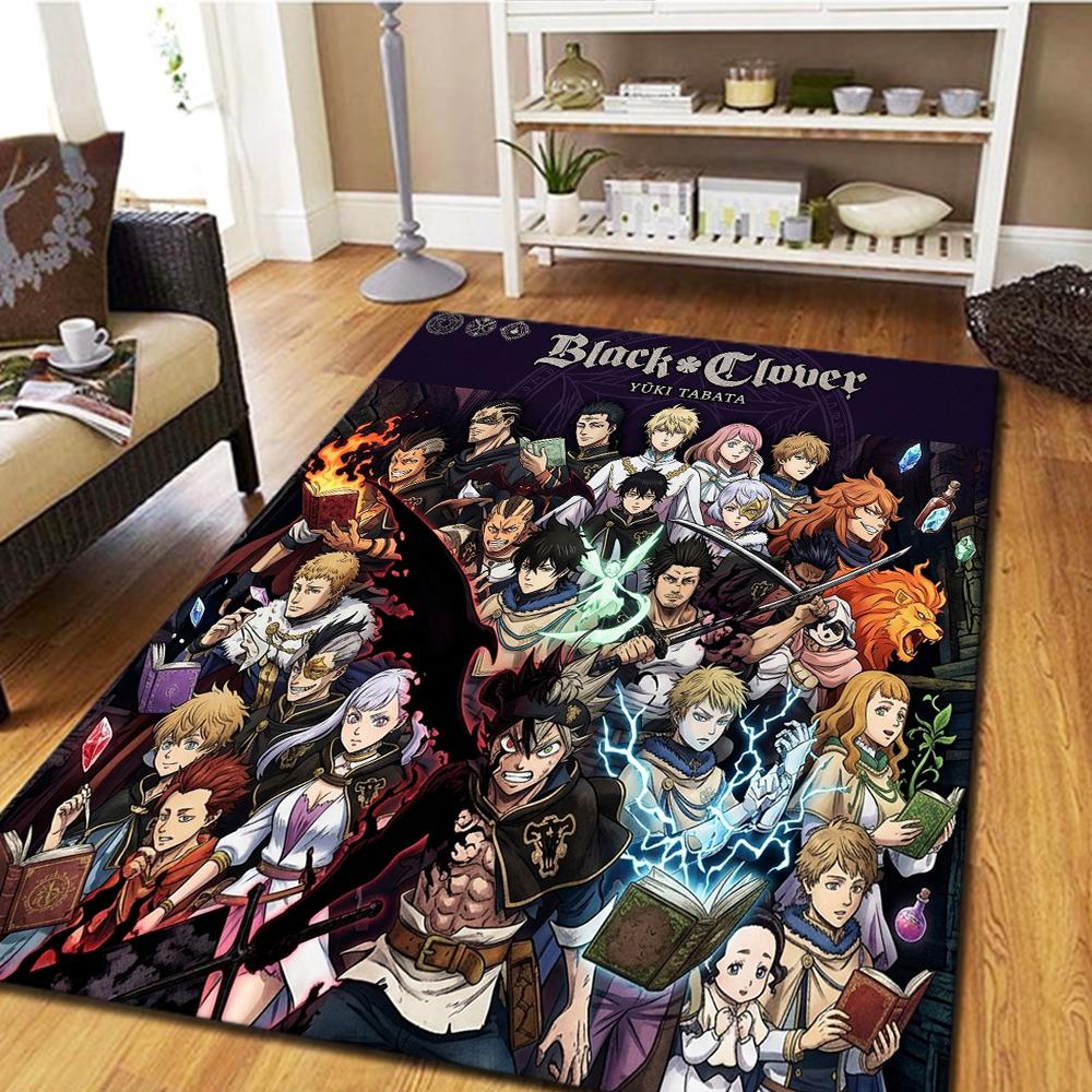 Black Clover Carpet - Living Room Bedroom Use, Home Decor Cool Movie Mat & Play Floor Mat -HE3