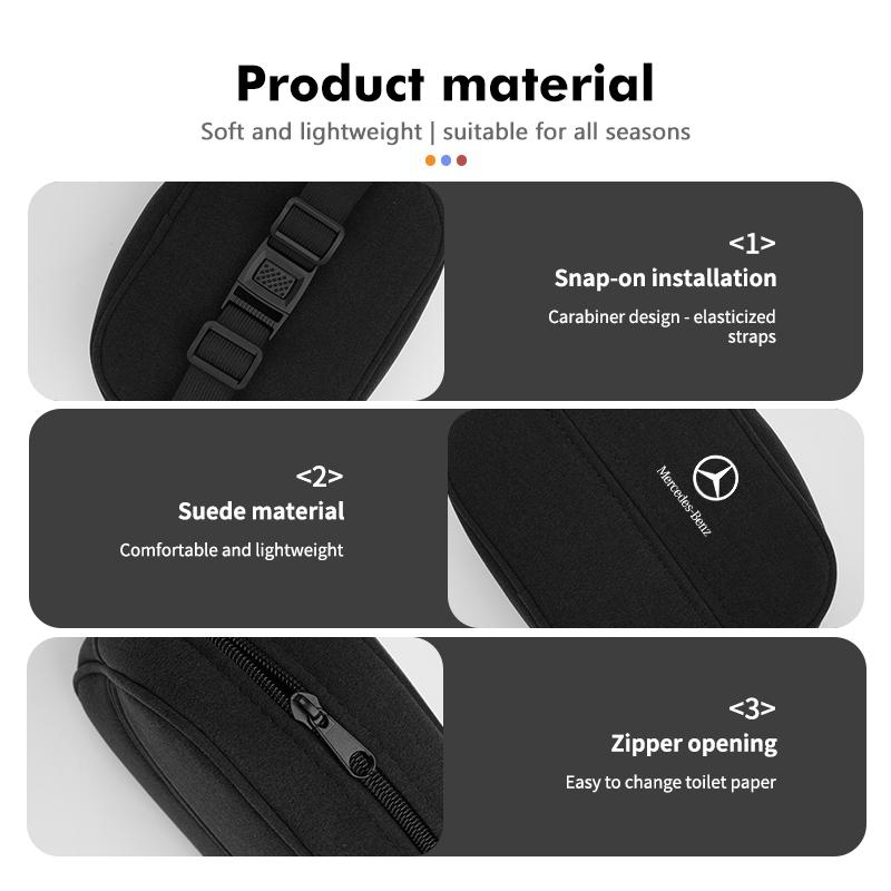 D6Car Mounted Tissue Holder Backseat Tissue Box With Fix Strap For Mercedes Benz C180 C300 W124 W176 W177 C200 C260 GLC CLE CLA
