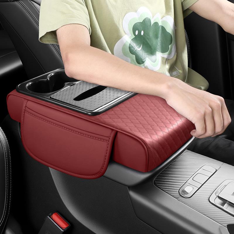 Car Armrest Box Pad Height Increasing Pad Car Center Armrest Tissue Box Storage Bag Cup Holder Integrated Armrest Box Pad