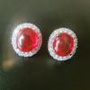 Jewelry Ice Seed Fluorescent Corundum Pendant Ring Stud Earrings Geometric Bare Body Jade Pendant Set