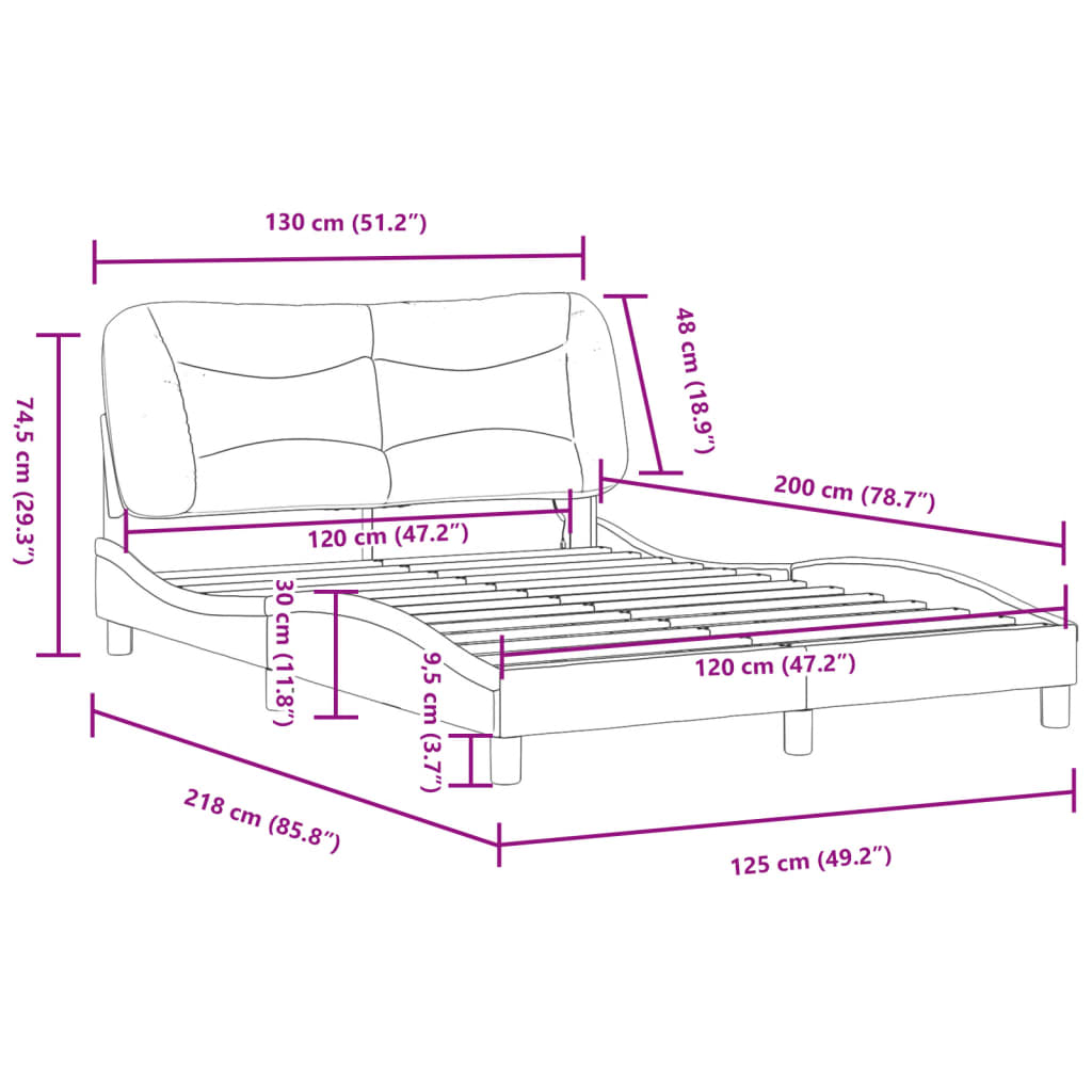 LED Bed Frame without Mattress  Hvar  Black and White 120 x 200 cm