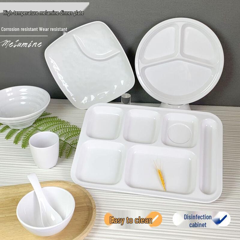 White Melamine 5-Compartment Lunch Tray