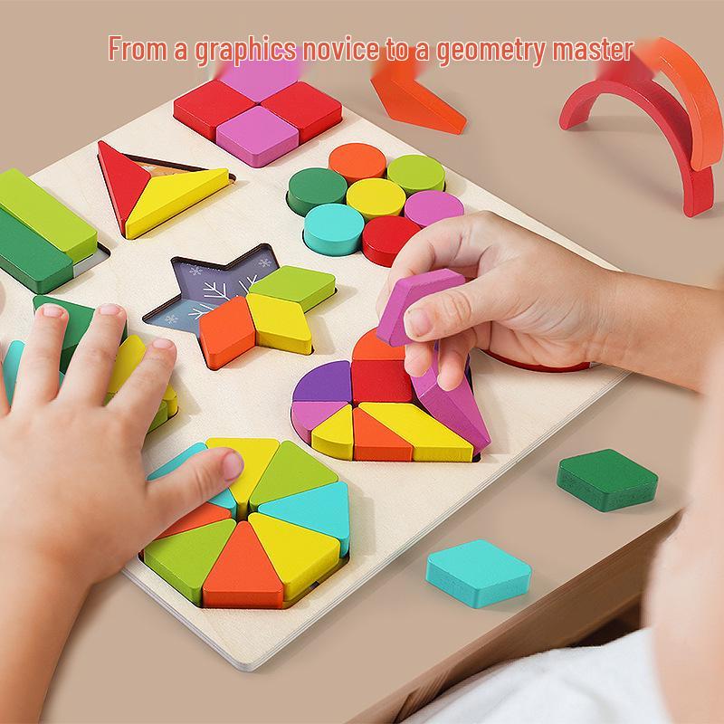 Montessori Geometric Shape Puzzle for Early Math Education - Toys for Boys and Girls Ages 1-4