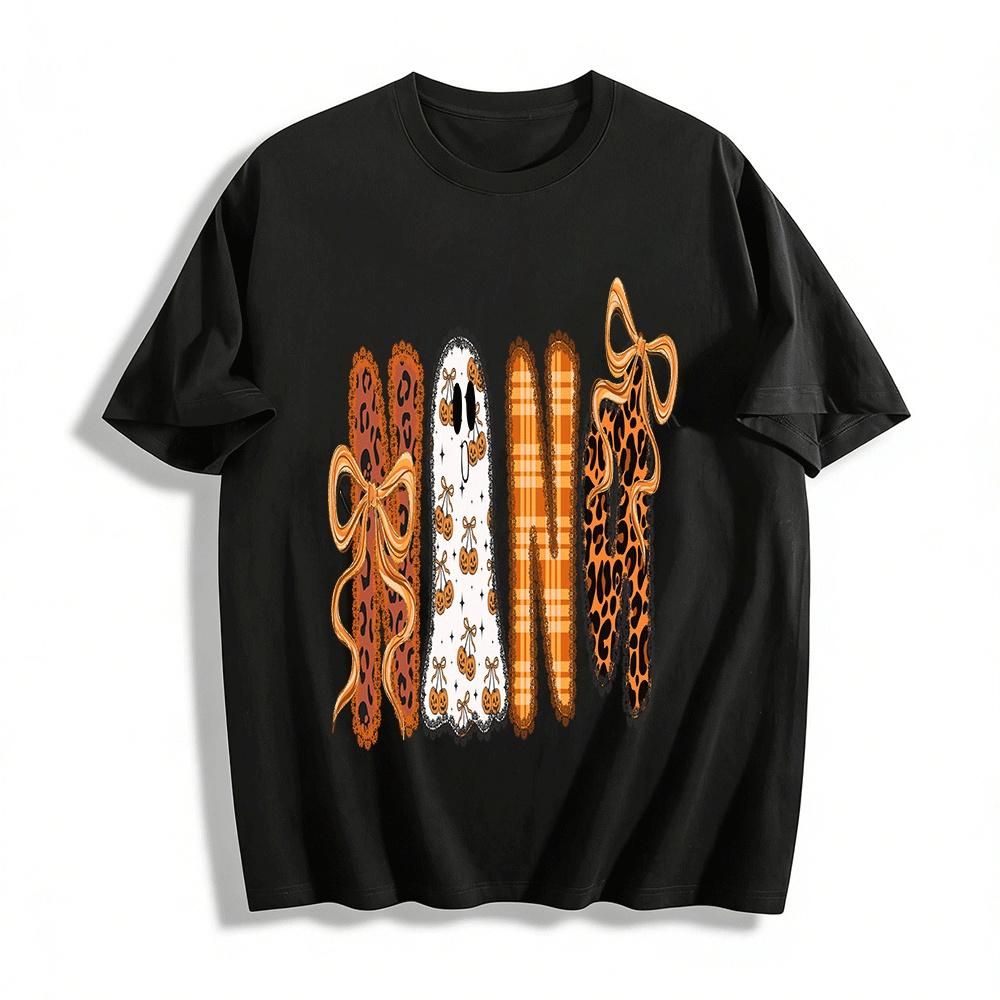 Halloween Pumpkin Ghost Leopard Print NANA Graphic Top Pure cotton T-shirt XXS