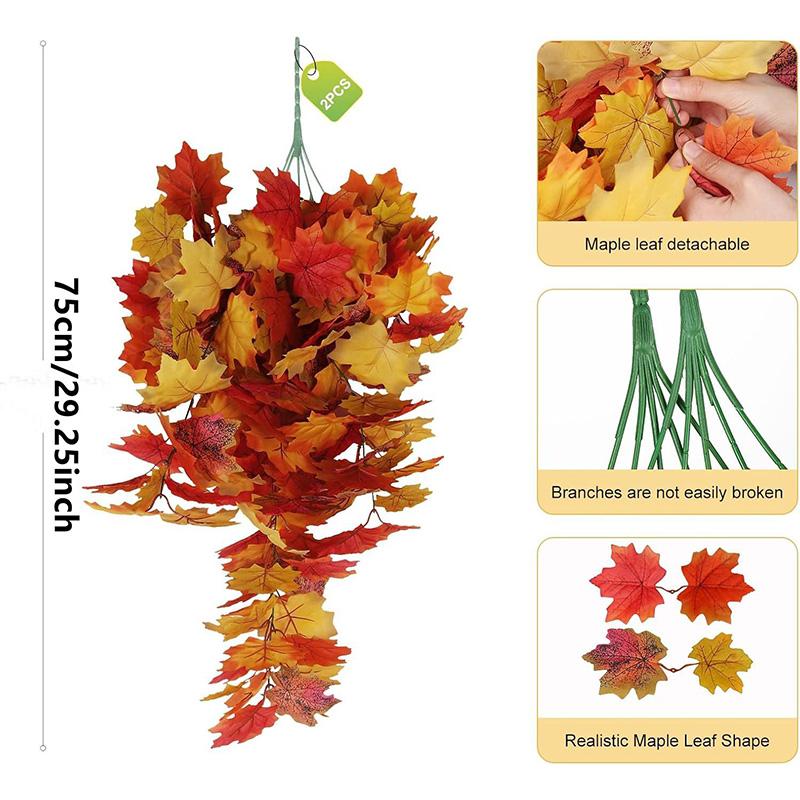 75cm 1Pcs Artificial Maple Leaf Garland Autumn Leaves Fake Plants for Halloween Thanksgiving Day Indoor Home Garden Decoration