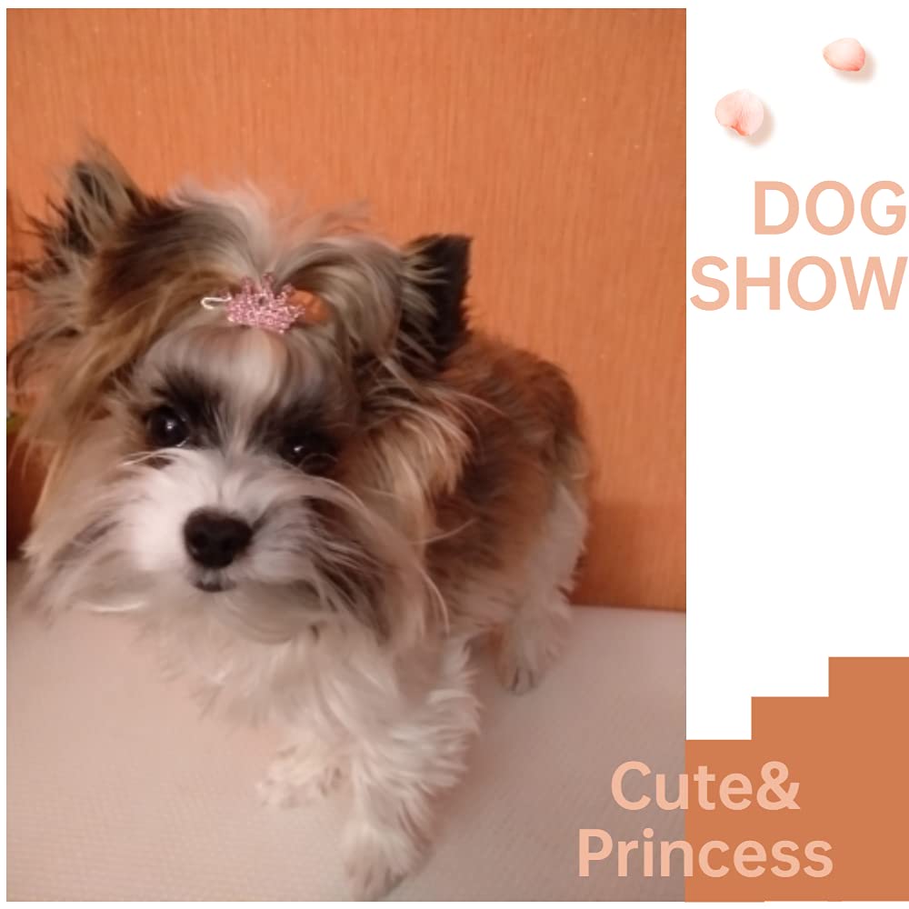 DaFuEn Dog Hair Clips Bows for Pet Puppy Crown Barrettes Girl Tiara Crystal Rhinestone Dog Hair Accessories for Chihuahua Yorkie Shih Tzu Pet Bows
