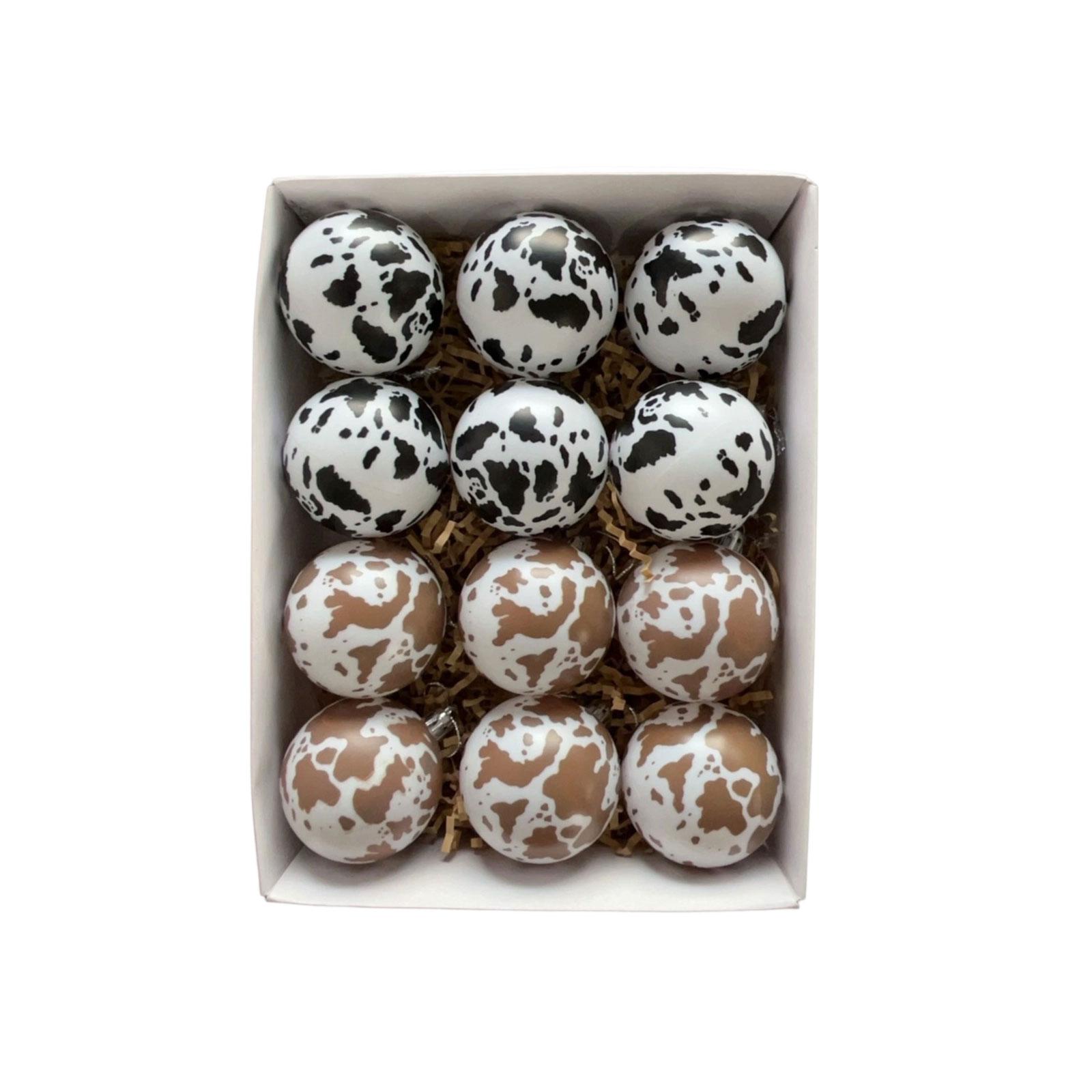 

Рождественский шар с коровьим принтом, рождественская животная тематика, рождественское украшение в западном стиле One Size