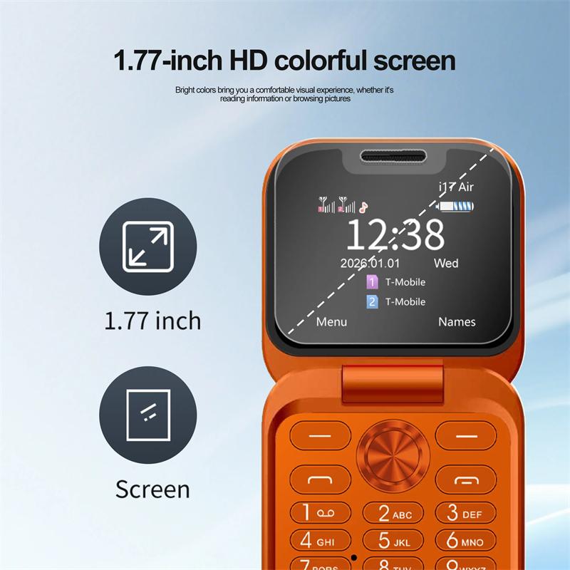 I17 Air Mini Flip Mobile Phone Dual SIM 1.77" Screen Bluetooth Dial Magic Sound FM Radio Torch 2G GSM Small Fold Cellphone