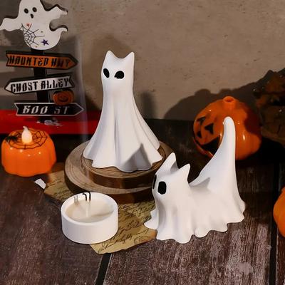Halloween Ghost Cat Figurine Silicone Mold Diy Candle Romatherapy Plaster Resin Molds Haunted Decor Halloween Decorations
