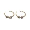 Gold Plated Silver Earrings with Inlaid Diamond Flower Design - Fresh Cool Style Hoops
