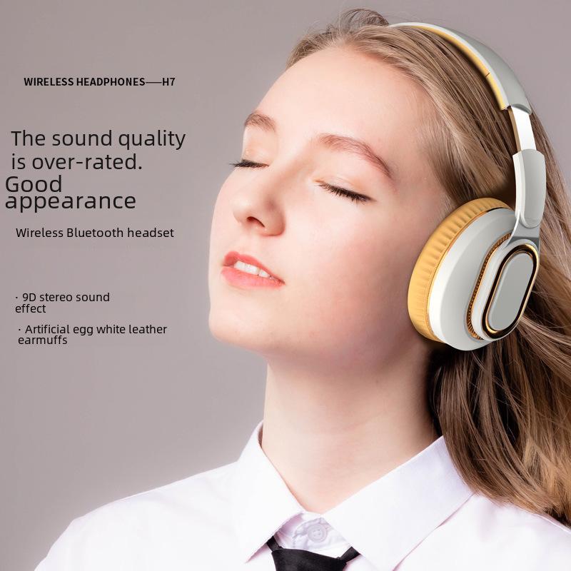 H7 Cross-Border Head-Mounted Wireless Bluetooth Headset with Card Folding and Heavy Bass for Gaming and Sports