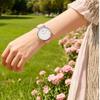 BUREI Women's Analog Quartz Watch Pink Leather Band Simple Stylish Cute Popular Brand Commuting School Watch for Women Slim Lightweight