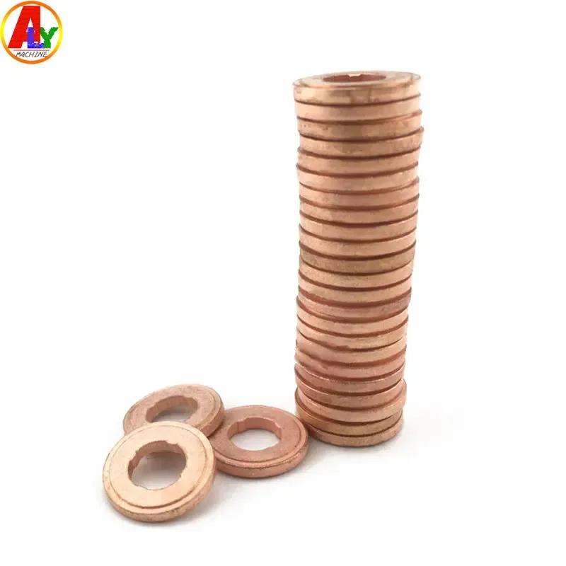 Free Ship! ALYTEST 50PCS 7x15mm Common Rail Injector Nozzle Copper Pad Gasket for Diesel  Sealing Repair Tool Parts