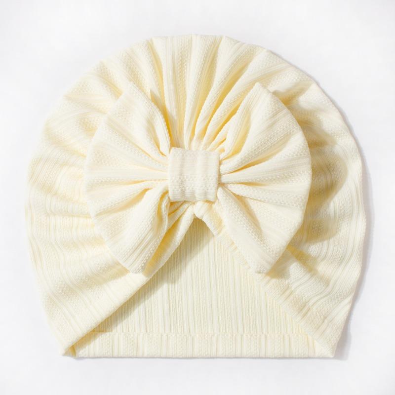 Baby Waffle Jacquard Boneless Hat Cute Bow Baby Fetal Hat Solid Color Children's Hat