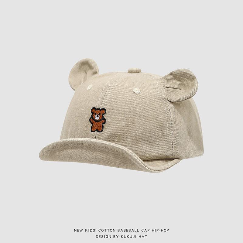 Korean Baby Hat: Spring/Autumn Unisex Toddler Bear Baseball Cap, Cute Soft Brim Duckbill Design