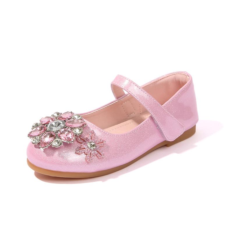Aisha Dívčí princeznovské boty Jaro a podzim Nové modré křišťálové boty Dívčí kožené boty Dívčí jednobotky Dětské baleríny