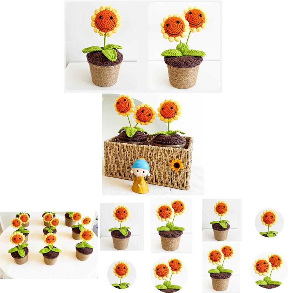 Knitted Sunflower Pot Plant Creative Décor For Your Home