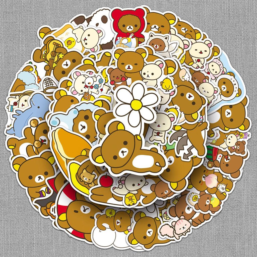 50 Blatt Rilakkuma Cartoon Aufkleber: Süße Dekoration für Handyhüllen, Trinkbecher und Computer