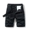 Men's Solid Color Work Pants, Cotton Five Quarter Pants, Retro Washed Multi Pocket Straight Leg Work Pants