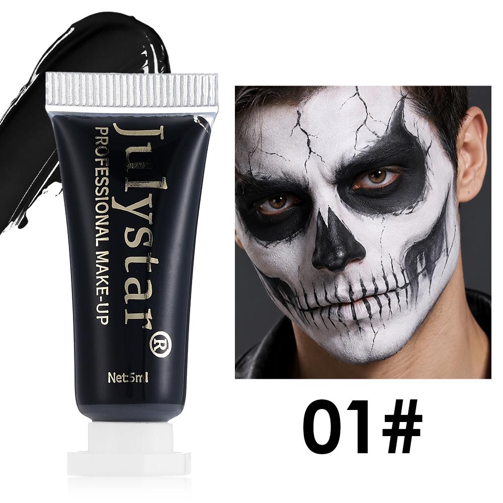 JULYSTAR Halloween Face and Body Paint Cream, Glow Neon Fluorescent Makeup, Long Lasting Waterproof Cosmetic for Skeleton Clown Cosplay Festival Rave