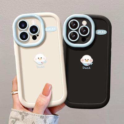 Silicone Cute Duck Phone Case For iPhone 11 Funda iPhone 13 14 15 12 16 Pro Max XR X Xs 7 8 Plus 6 SE 15pro 13pro 15promax Cover