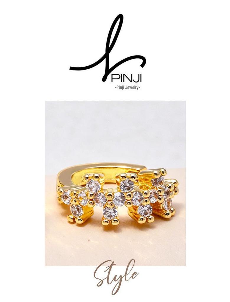 Elegant Zirconia Hoop & Stud Earring Set - Women's High-End Gold Accessories