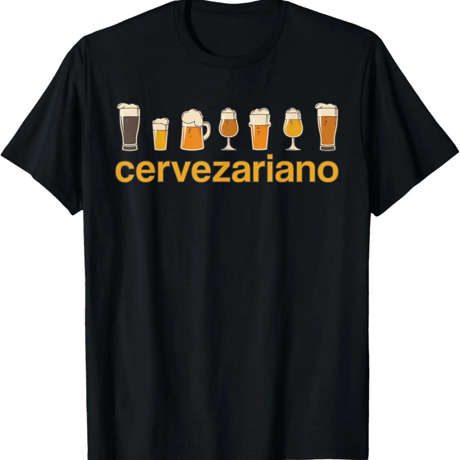 

Funny Beer and Cerveza for Chicano And Latinos Dads T-Shirt S