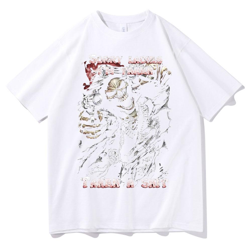 

Модная крутая мужская футболка с черепом, готическая женская футболка «Извините, дамы, меня взяли, взяли дерьмо», летняя черная футболка с буквенным принтом, черная футболка с коротким рукавом 4XL белый