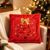 Soft Skin Friendly Cushion Covers Christmas Plush Pillowcase, 3D Embroidered Design Throw Pillow Retro Dark Green Cover, Decorative Cover for Holiday