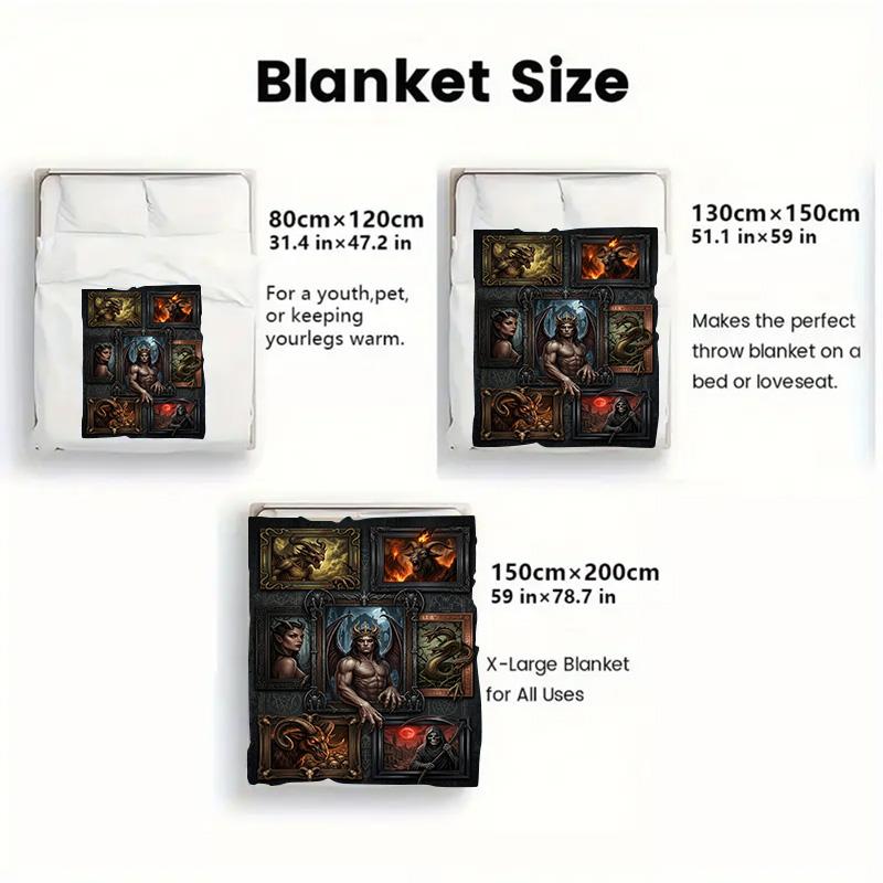 Dark Fantasy Creatures 2D Flat Pattern Flannel Blanket, High Quality All Seasons, Home Decor, Warmth and Comfort, Perfect for Christmas Gifts.