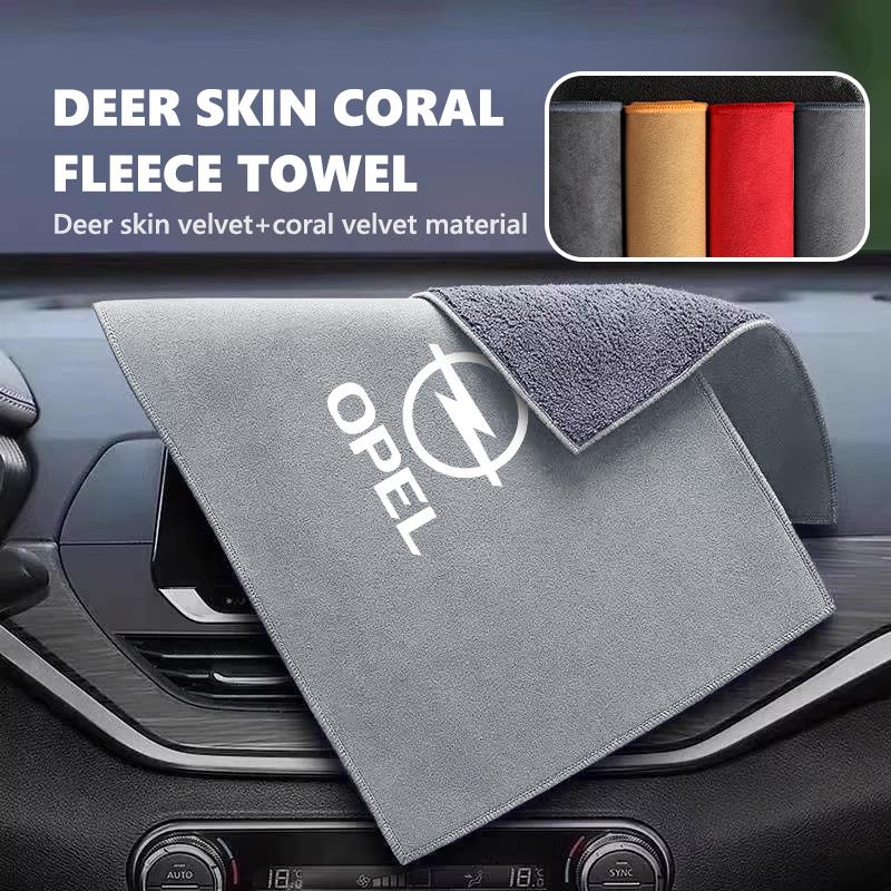 Car Wash Microfiber Towel Auto Emblem Cleaning Drying Rag Cloth For Opel Corsa Mokka Astra Cascada Adam Insignia Meriva Vectra