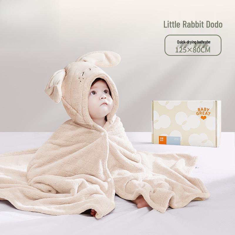 Super Soft Hooded Children's Coral Fleece Bath Towel Poncho - Thick, Absorbent, and Quick-Drying Baby Bathrobe