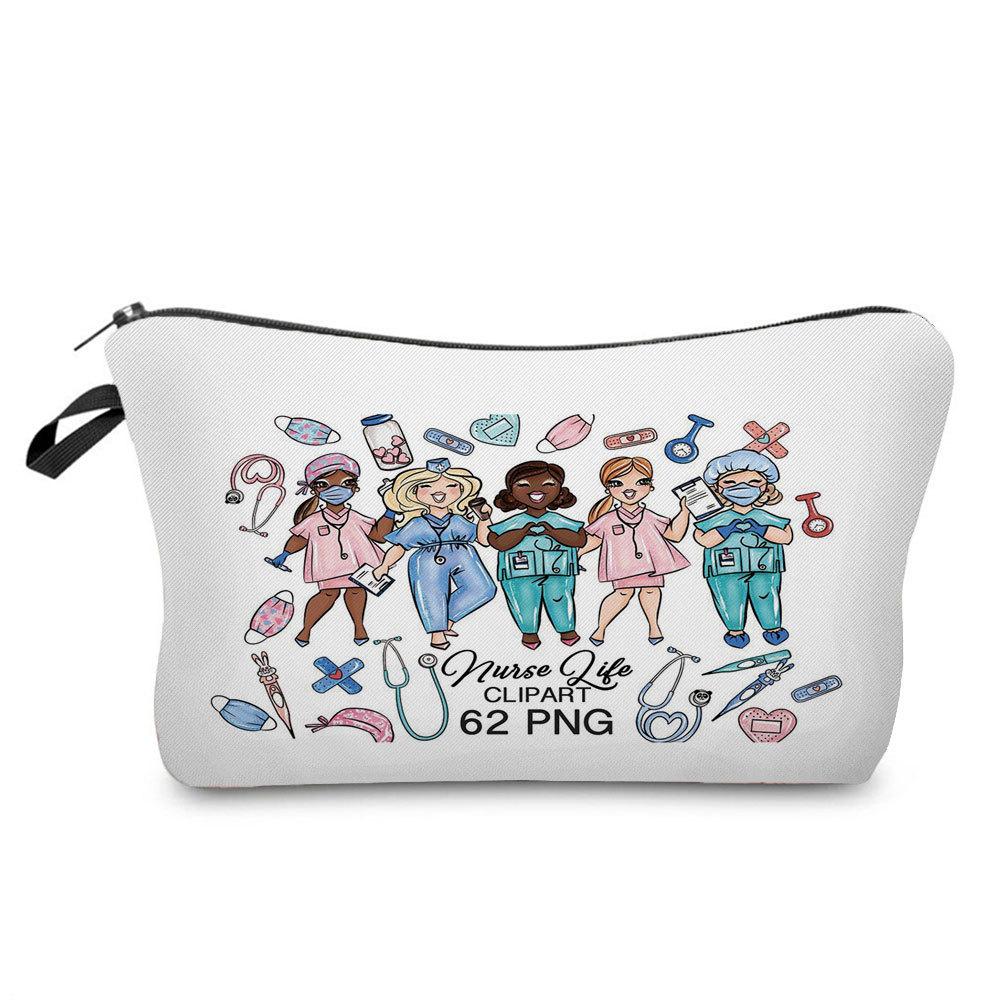 Women Nurse Print Cosmetic Bag Toiletries Organize Travel Storage Case  6443