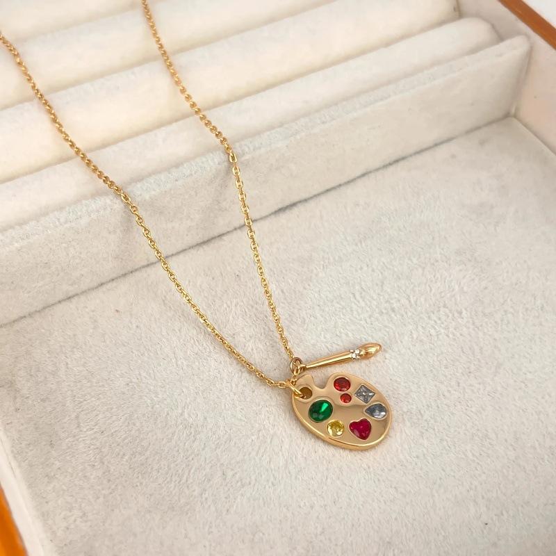 

Design Sense Personality Fun Brush Drawing Board Necklace, Retro Literary Temperament Versatile Accessories Women золотой