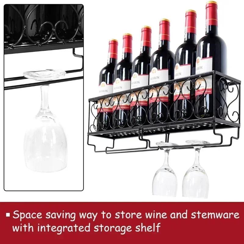 1pcs Wine Rack Cup Glass Holder Display Bar Shelf Wall Mounted Bottle Champagne Glass Hanger Holder Bar Organizer for Kitchen